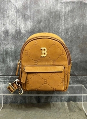 MLB DIA MONOGRAM B BOSTON MINI BACKPACK BROWN - Balo dáng nhỏ, màu nâu