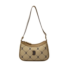 TÚI MLB MONOGRAM SHOULDER BAG BROWN/PINK/BLACK - TÚI ĐEO CHÉO, VAI - MÀU NÂU/HỒNG/ĐEN