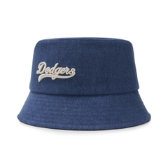MLB Unisex Cursive Lettering Denim Bucket Hat LA Dodgers Indigo - Mũ vành tròn, màu xanh