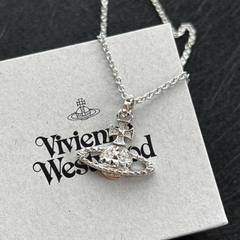 VIVIENNE WESTWOOD Mayfair Bas Relief Pendant Necklace - Dây cổ/chuyền hình quả cầu hai chiều, phối đá CZ trắng - JEWELRY NECKLACE