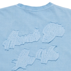 ADLV APPLIQUE LOGO PIGMENT TSHIRT BLUE - Áo thun cổ tròn tay lỡ màu xanh