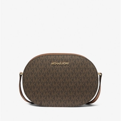 Túi Michael Kors MK Jet Set Travel Medium Signature Logo Crossbody Bag Brown - Túi đeo chéo, dáng oval tròn, màu nâu