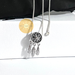 PANDORA Curb Chain Necklace & Dream Catcher Charm (Sterling Silver) - SET bộ dây chuyền dáng rút và hạt trang trí vòng bắt giấc mơ, bạc 925.
