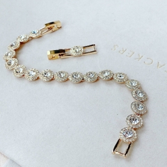 SWAROVSKI Una Angelic Tennis bracelet (Round cut, Pavé, Medium, White, Gold-tone plated) - Vòng/lắc tay pha lê trắng, dây vàng - JEWELRY