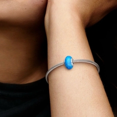 PANDORA Opalescent Ocean Deep Blue Charm (Silver Sterling, Opal Lap-created) - Hạt trang trí vòng tay hình tròn, màu xanh dương đậm, bạc 925 - JEWELRY