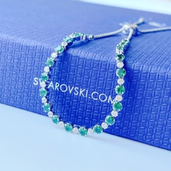 SWAROVSKI Subtle bracelet (Round cut, Green, Rhodium plated) - Vòng/lắc tay pha lê trắng, xanh - JEWELRY