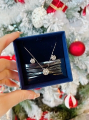 SWAROVSKI Bella V set (Round cut, White, Rhodium plated) - EARRINGS & NECKLACE - Khuyên tai + dây cổ, pha lê trắng - JEWELRY