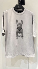 ÁO THUN LIFEWORK BULLDOG WASHING GREY T-SHIRT - Áo thun cổ tròn tay lỡ màu xám