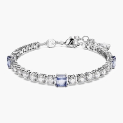 CHÍNH HÃNG - SWAROVSKI Matrix Tennis bracelet (Mixed cut, Blue, Rhodium plated) - Vòng/lắc tay đá pha lê trắng phối xanh - JEWELRY
