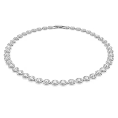 SWAROVSKI Una Angelic Tennis necklace (Round cut, White, Rhodium plated) - Dây cổ, dây chuyền pha lê trắng - JEWELRY NECKLACE