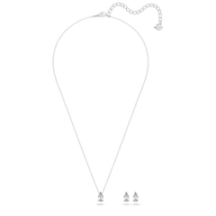 SWAROVSKI Stilla Attract set (Pear cut, White, Rhodium plated) - EARRINGS & NECKLACE - Khuyên tai + dây cổ, pha lê trắng - JEWELRY