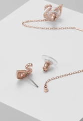 SWAROVSKI Dazzling Swan drop earrings (Pink, Rose gold-tone plated) - Khuyên tai thiên nga pha lê hồng - JEWELRY
