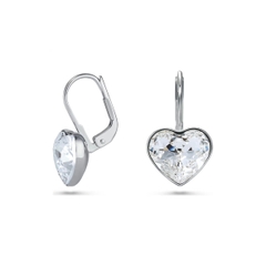 SWAROVSKI Bella drop earrings (Heart, White, Rhodium plated) - Khuyên tai, pha lê trắng, hình trái tim - JEWERY