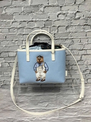 WHOAU BEAR CANVAS TOTE BAG BLUE - Túi xách có quai, đeo chéo, hình gấu, màu xanh biển