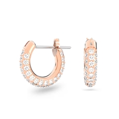 SWAROVSKI Dextera hoop stone earrings (Pavé, Small, White, Rose gold-tone plated) - Khuyên tai tròn màu vàng hồng, pha lê trắng - JEWERY