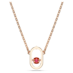 SWAROVSKI Sparkling Dance pendant (Round cut, Oval shape, Red, Rose gold-tone plated) - Dây chuyền pha lê đỏ chuyển động - JEWELRY NECKLACE