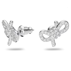 SWAROVSKI Lifelong Bow earrings (Bow, White, Rhodium plated) - Khuyên tai hình nơ trắng - JEWELRY