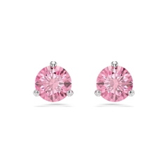 SWAROVSKI Solitaire stud earrings (Round cut, Pink, Rhodium plated) - Khuyên tai, hình tròn, pha lê hồng - JEWERY