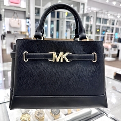 Túi MK Michael Kors Reed Small Pebbled Leather Belted Satchel Black Bag - Túi xách, túi đeo chéo màu đen