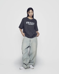 ÁO ADLV CRAYON DRAWING CHARCOAL T-SHIRT - Áo thun cổ tròn tay lỡ, màu than chì