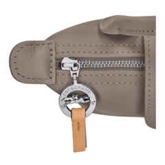 MINI SIZE - TÚI LONGCHAMP LE PLIAGE CITY POUCH WITH HANDLE - Taupe - Canvas - Túi xách màu be xám, chất da