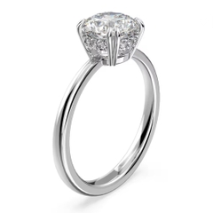 SWAROVSKI Stilla cocktail ring (Round cut, White, Rhodium plated) - RINGS - Nhẫn pha lê trắng - JEWELRY