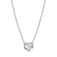 PANDORA Infinity Heart necklace (Sterling, White Zirconia) - Dây cổ, chuyền bạc 925, đá CZ trắng, hình trái tim vô cực - JEWELRY NECKLACE
