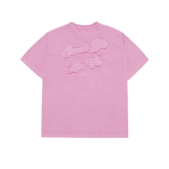 ADLV APPLIQUE LOGO PIGMENT TSHIRT PINK - Áo thun cổ tròn tay lỡ màu hồng