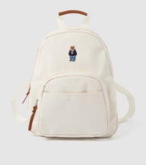 CHÍNH HÃNG - WHOAU Steve Bear Basic Backpack White - Balo, cặp màu trắng
