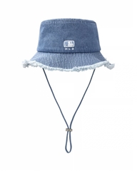MŨ MLB Color Denim Safari Bucket Hat New York Yankees NY Blue - Mũ vành tròn, có dây thắt, màu xanh