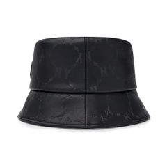 Mũ MLB Diamond Monogram Leather Bucket Hat New York Yankees Black - Mũ vành tròn, chất da, màu đen