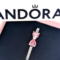 PANDORA Sparkling Pink Bow Stud Ring (Sterling Silver, Zirconia) - Nhẫn hình nơ, bạc 925, đính đá CZ hồng - Jewelry
