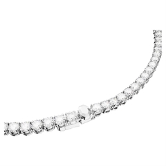 CHÍNH HÃNG - Matrix Tennis necklace (Round cut, White, Rhodium plated) - Dây cổ, chuyền pha lê trắng (0,4mm) (M-41cm) - JEWELRY