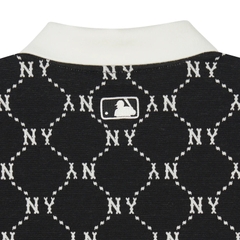 Áo MLB Women's Diamond Monogram Jacquard Collar Polo Shirt New York Yankees