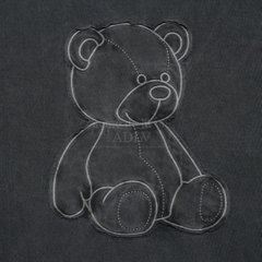 ÁO ADLV BEAR APPLIQUE PIGMENT WASHING CHARCOAL T-SHIRT - Áo thun cổ tròn tay lỡ hình gấu, màu than chì