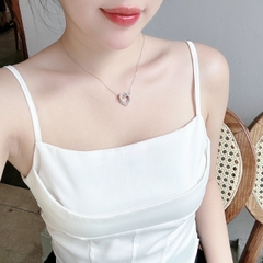 SWAROVSKI Hyperbola necklace (Heart, White, Mixed metal finish) - Dây cổ, dây chuyền hình trái tim đôi - JEWELRY NECKLACE