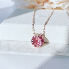 SWAROVSKI Bella V pendant (Round cut, Pink, Rose gold-tone plated) - Dây cổ, dây chuyền pha lê tròn màu hồng - JEWELRY NECKLACE