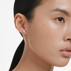 SWAROVSKI Solitaire stud earrings (Round cut, Blue, Rhodium plated) - Khuyên tai, hình tròn, pha lê xanh - JEWERY