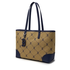 Túi MLB Diamond Monogram Jacquard Large Tote Bag Boston Red Sox Beige - Túi xách to màu nâu be