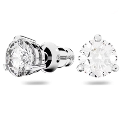 SWAROVSKI Stilla stud earrings 0,6cm (Round cut, White, Rhodium plated) - Khuyên tai pha lê trắng, hạt tròn - JEWERY
