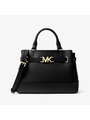 Túi MK Michael Kors Reed Small Pebbled Leather Belted Satchel Black Bag - Túi xách, túi đeo chéo màu đen