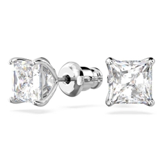 SWAROVSKI Attract stud earrings (Square cut, White, Rhodium plated) - Khuyên tai thiên nga pha lê trắng - JEWELRY