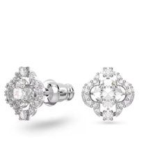 SWAROVSKI Una set (Mixed cuts, Clover, White, Rhodium plated) - EARRINGS & NECKLACE - Khuyên tai + dây cổ, pha lê trắng chuyển động - JEWELRY