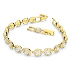 SWAROVSKI Una Angelic Tennis bracelet (Round cut, Pavé, Medium, White, Gold-tone plated) - Vòng/lắc tay pha lê trắng, dây vàng - JEWELRY