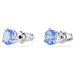 SWAROVSKI Solitaire stud earrings (Round cut, Blue, Rhodium plated) - Khuyên tai, hình tròn, pha lê xanh - JEWERY