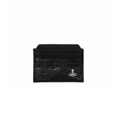 CHÍNH HÃNG - VIVIENNE WESTWOOD EMBOSSED SATURN CARD HOLDER BLACK - Ví đựng thẻ, màu đen