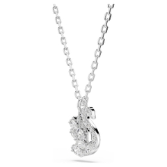 SWAROVSKI Swan pendant (Mixed cuts, White, Rhodium plated) - Dây cổ/chuyền, pha lê trắng, thiên nga - JEWELRY NECKLACE