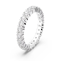 SWAROVSKI Matrix Vittore ring (Round cut, White, Rhodium plated) - RINGS - Nhẫn tròn, pha lê trắng - JEWELRY