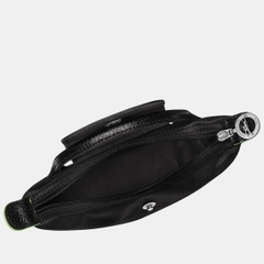 MINI SIZE - TÚI LONGCHAMP LE PLIAGE NOIR GREEN POUCH WITH HANDLE - BLACK - Recycled Canvas - Túi xách màu đen, quai nắp đen