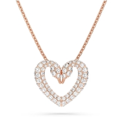 SWAROVSKI Una pendant (Heart, Medium, White, Rose gold-tone plated) - Dây cổ, dây chuyền hình tim - SWAROVSKI - JEWELRY NECKLACE